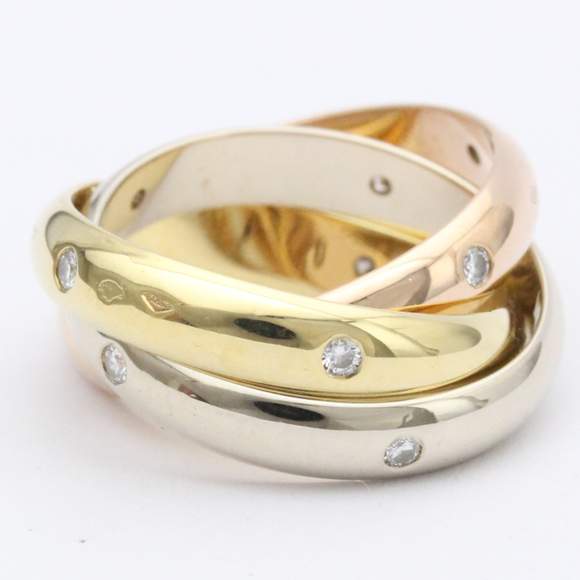 Polished CARTIER Trinity Ring 15PD Diamond TriColor 18K Gold BF558716 - Picture 4 of 9